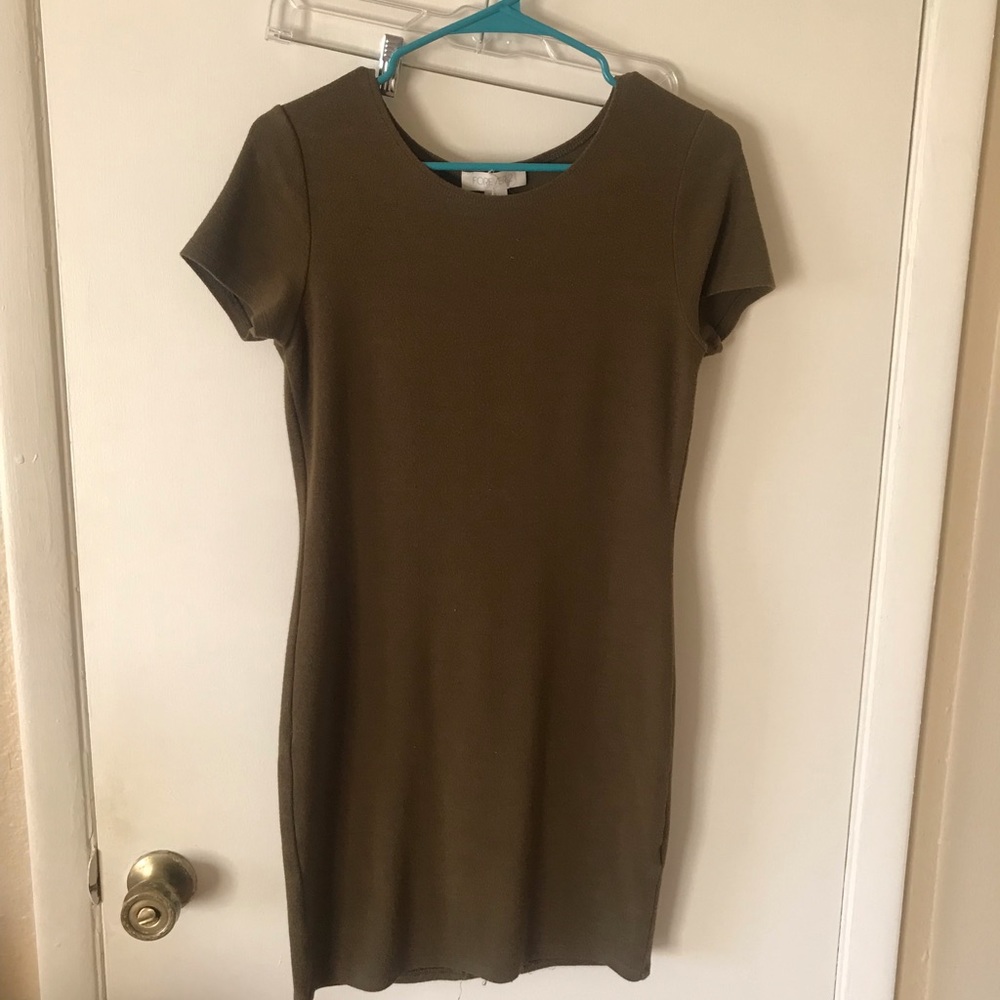 Olive-color mini dress